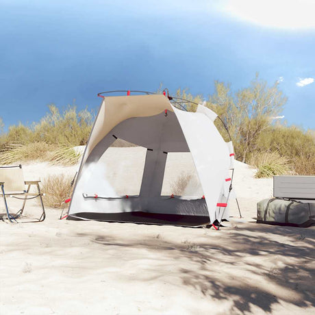Vidaxl tente de plage 2 personnes étanche à dégagement rapide gris