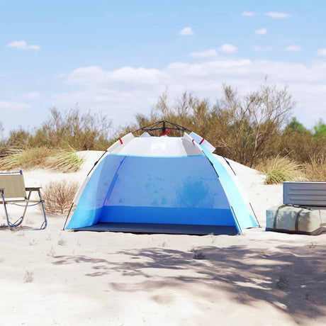 VidaXL tente de plage 2 personnes étanche à dégagement rapide bleu azur