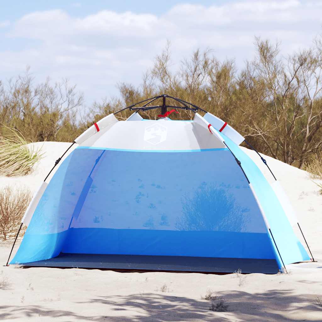 VidaXL tente de plage 2 personnes étanche à dégagement rapide bleu azur