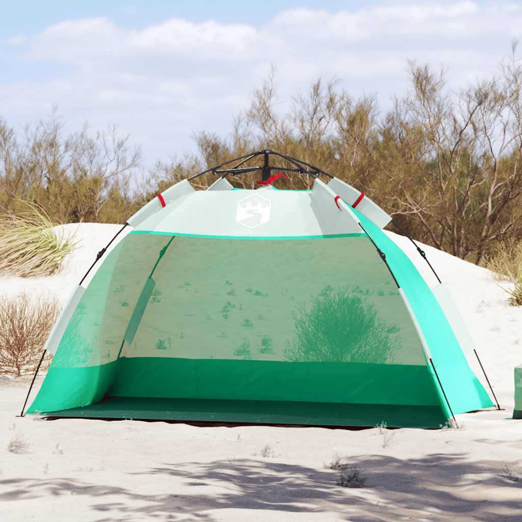 VidaXL tente de plage 2 personnes étanche à dégagement rapide vert d'eau