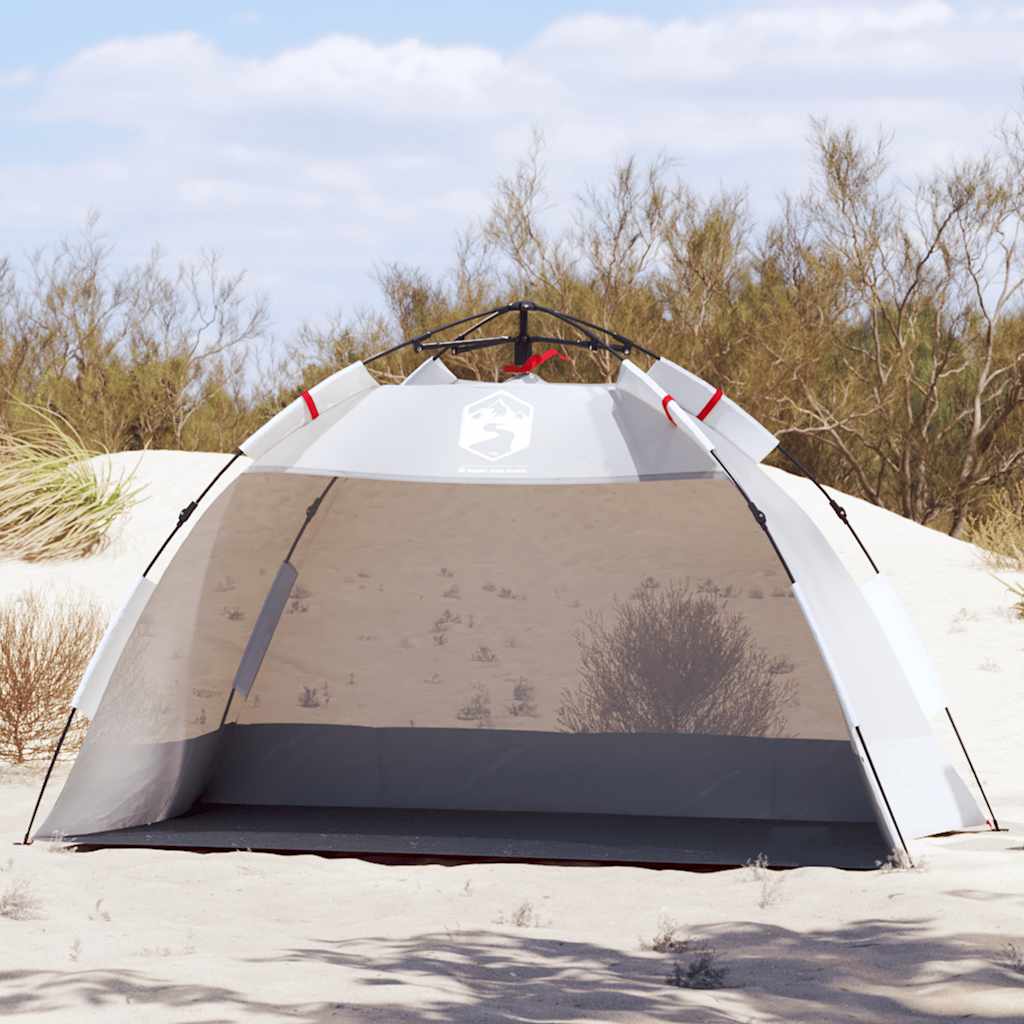 Vidaxl tente de plage 2 personnes étanche à dégagement rapide gris