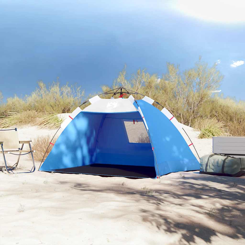 VidaXL tente de plage 2 personnes étanche à dégagement rapide bleu azur