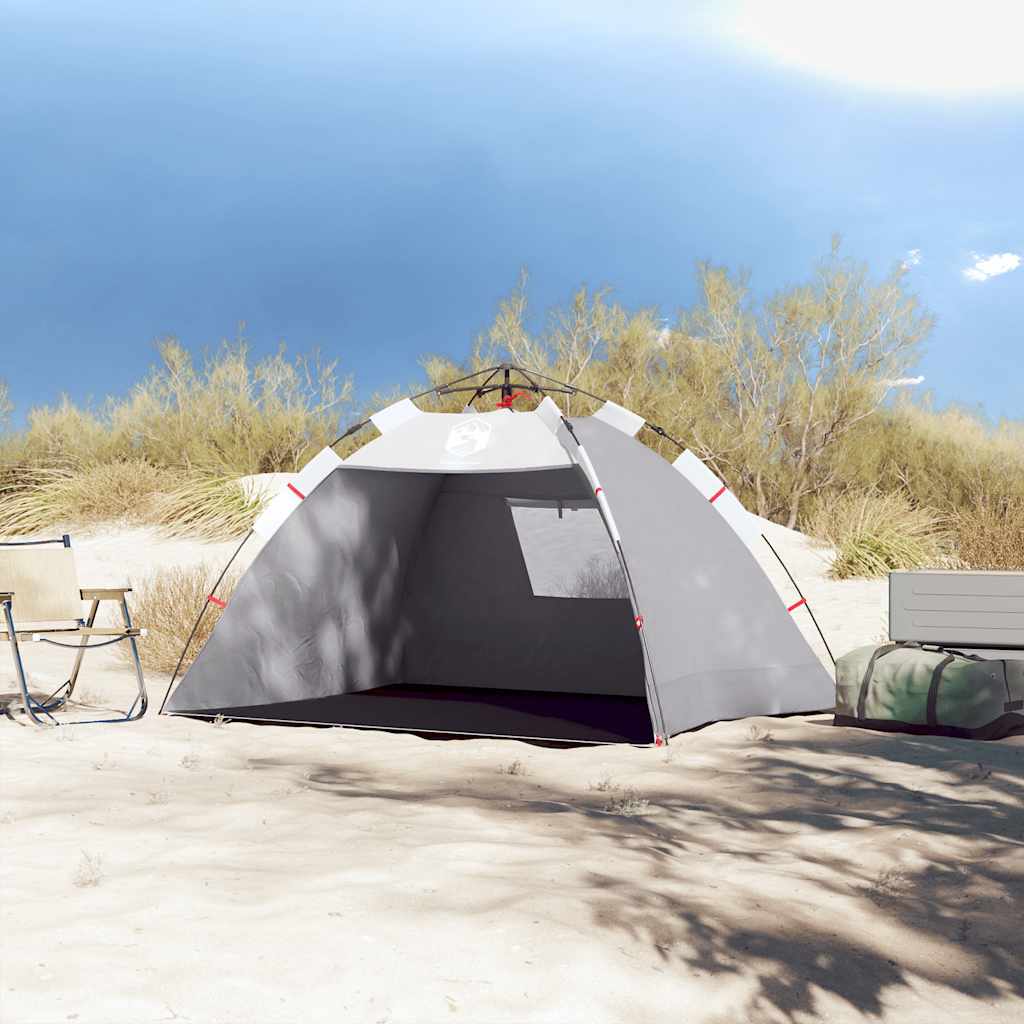 Vidaxl tente de plage 2 personnes étanche à dégagement rapide gris