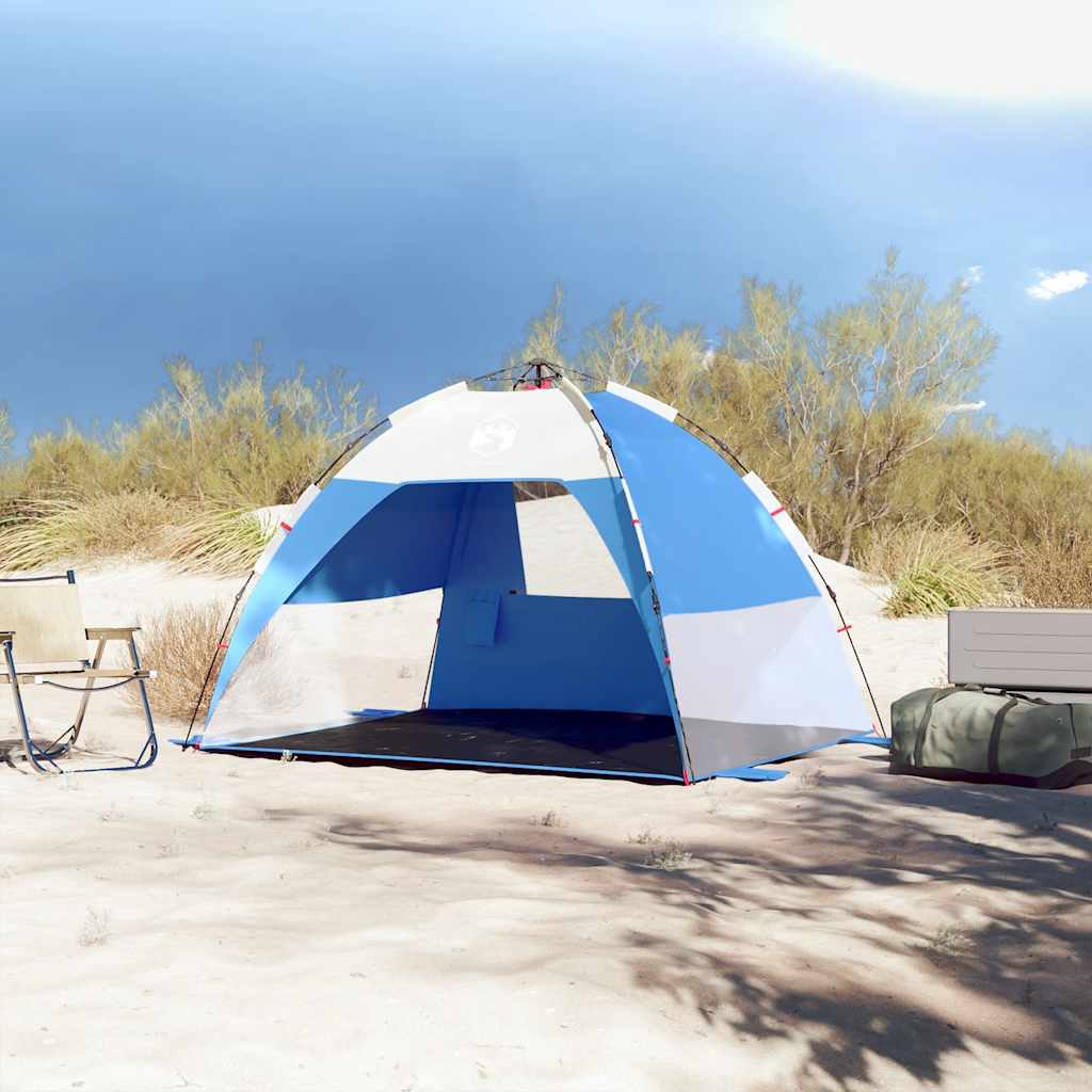 VidaXL tente de plage 2 personnes étanche à dégagement rapide bleu azur