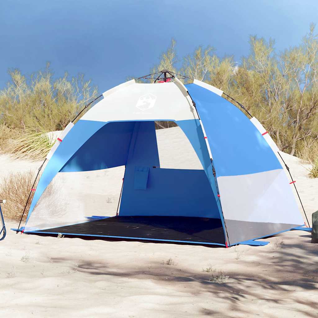 VidaXL tente de plage 2 personnes étanche à dégagement rapide bleu azur