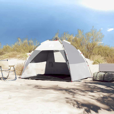 Vidaxl tente de plage 2 personnes étanche à dégagement rapide gris