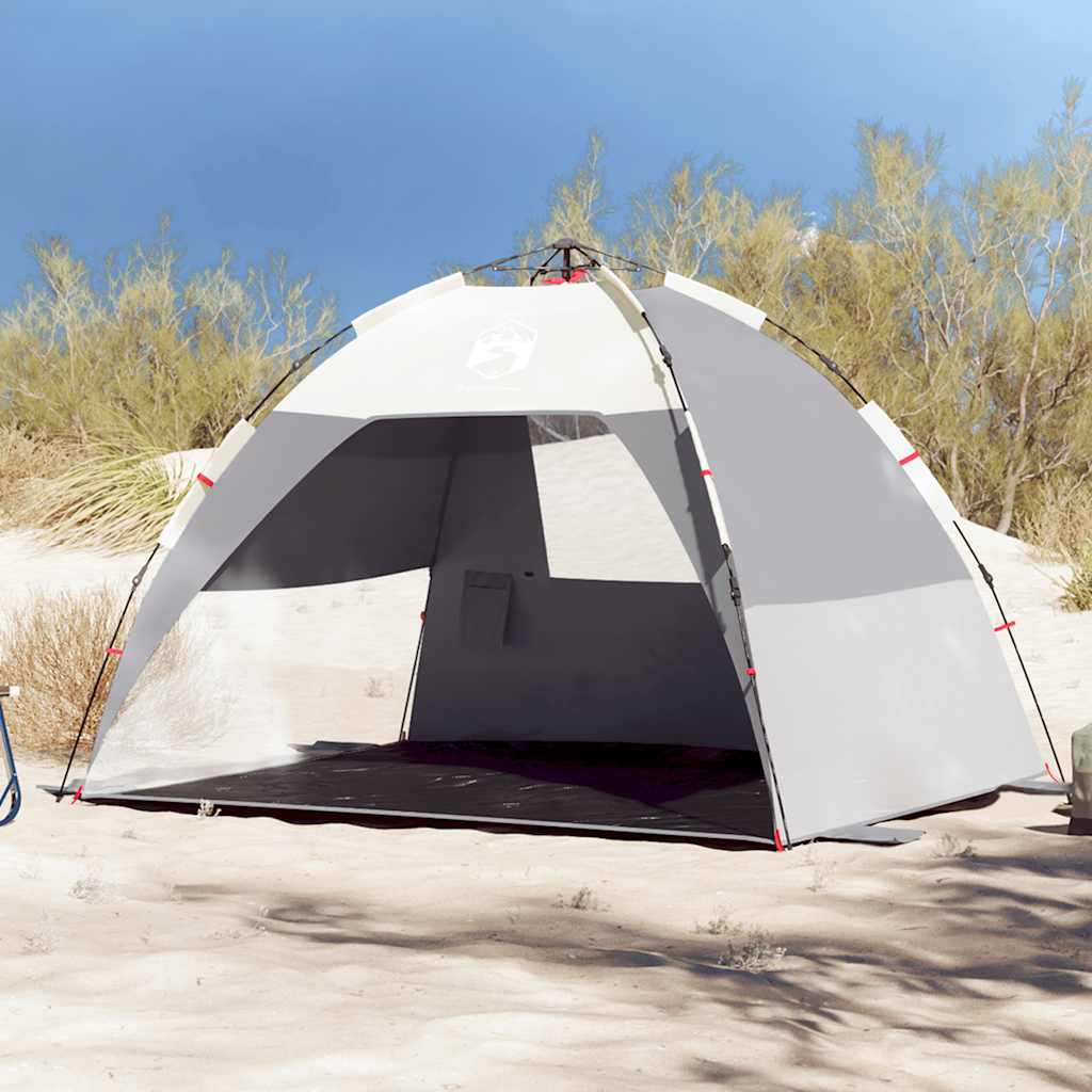 Vidaxl tente de plage 2 personnes étanche à dégagement rapide gris