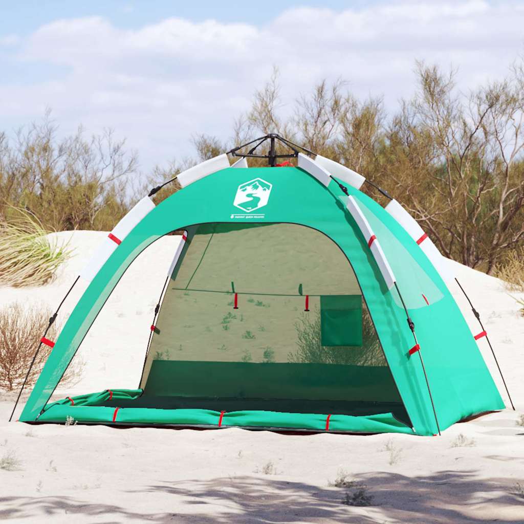 VidaXL tente de plage 2 personnes étanche à dégagement rapide vert d'eau