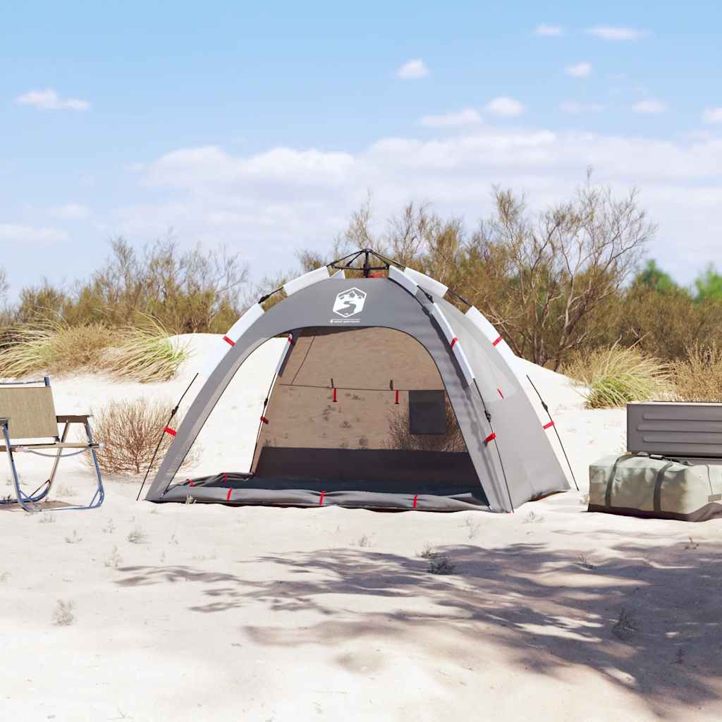 Vidaxl tente de plage 2 personnes étanche à dégagement rapide gris
