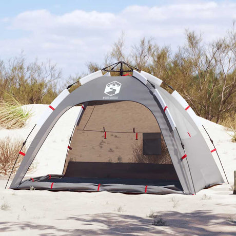 Vidaxl tente de plage 2 personnes étanche à dégagement rapide gris