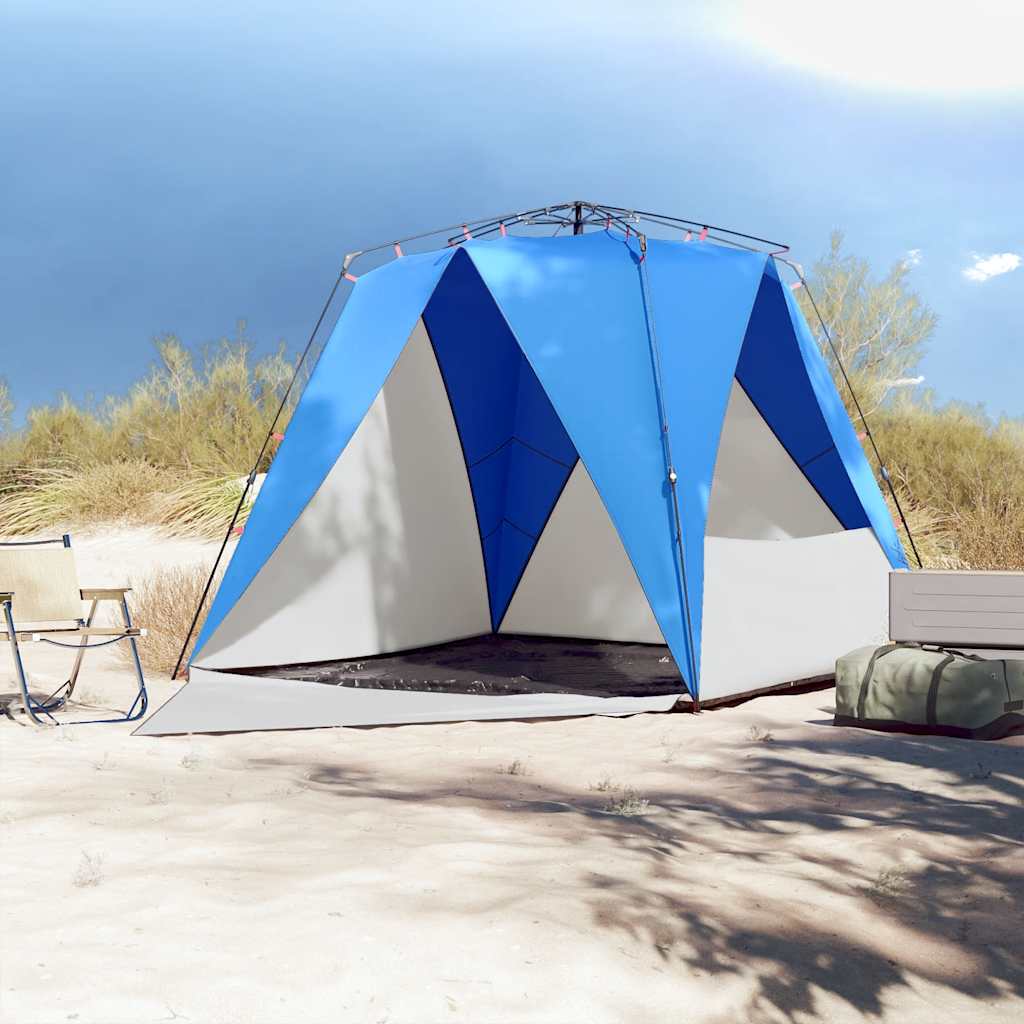 VidaXL tente de plage 4 personnes étanche à dégagement rapide bleu azur