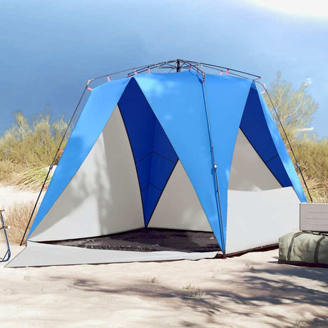 VidaXL tente de plage 4 personnes étanche à dégagement rapide bleu azur