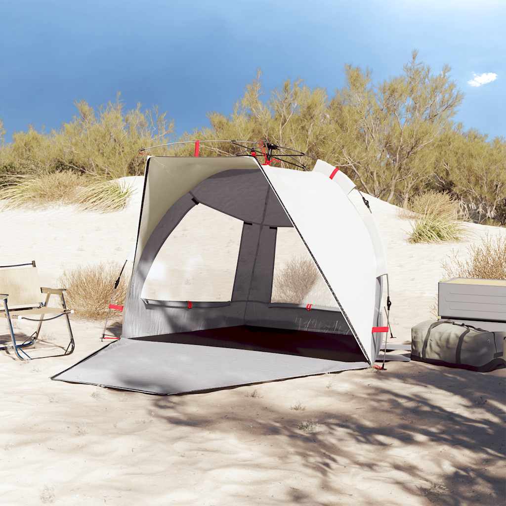 Vidaxl Beach Tenda per 2 persone impermeabile a rilascio rapido grigio