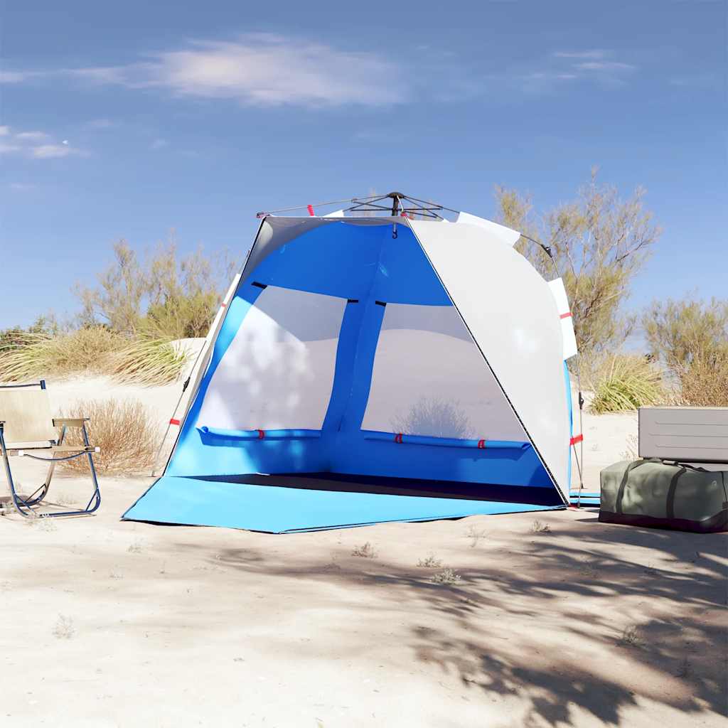 VidaXL tente de plage 3 personnes étanche à dégagement rapide bleu azur