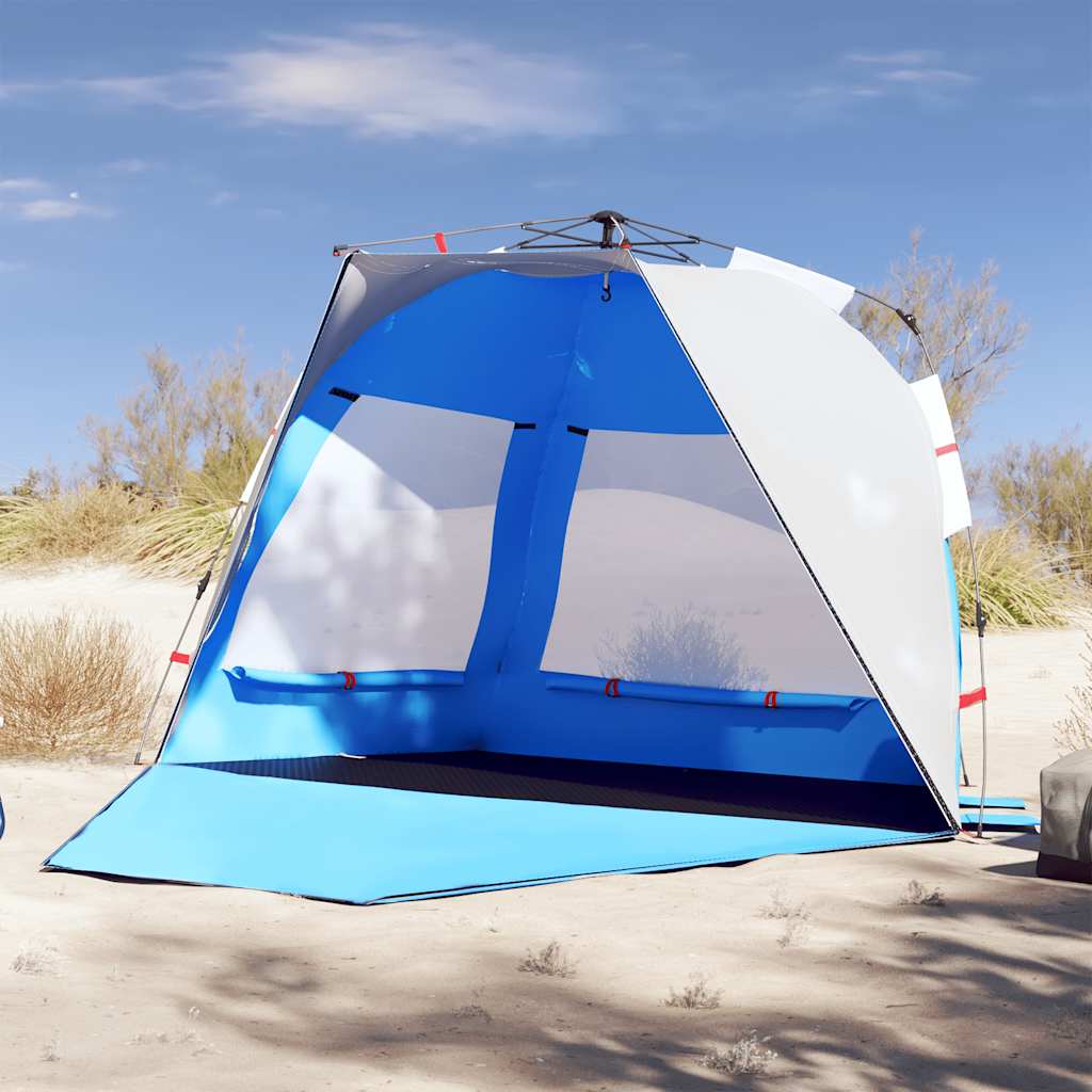 VidaXL tente de plage 3 personnes étanche à dégagement rapide bleu azur