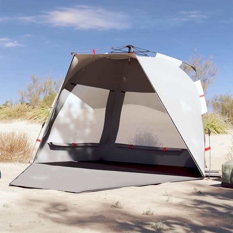 Vidaxl tente de plage 3 personnes étanche à dégagement rapide gris