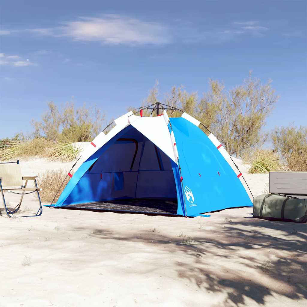 Vidaxl Beach Tent de 3 personas impermeable a la liberación rápida Azure Azure Blue