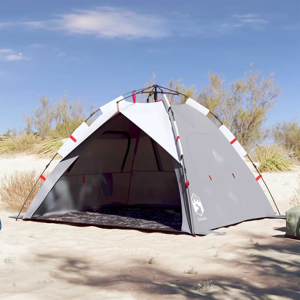Vidaxl tente de plage 3 personnes étanche à dégagement rapide gris
