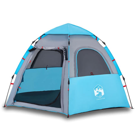 Tente de camping Vidaxl 4 personnes à dégagement rapide bleu