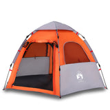 Tente de camping Vidaxl 4 personnes à dégagement rapide gris et orange