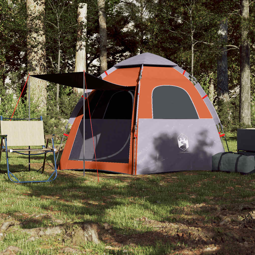 Vidaxl Camping Tent 4-osobowy szybki wydawanie Grey i Orange