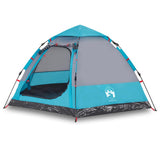 Tente de camping Vidaxl 4 personnes à dégagement rapide bleu