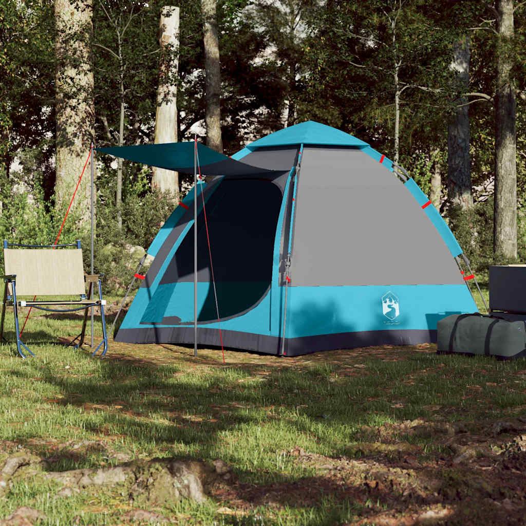 Tente de camping Vidaxl 4 personnes à dégagement rapide bleu