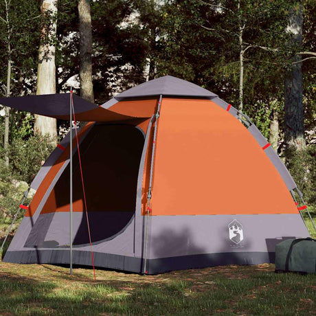 Tente de camping Vidaxl 4 personnes à dégagement rapide gris et orange