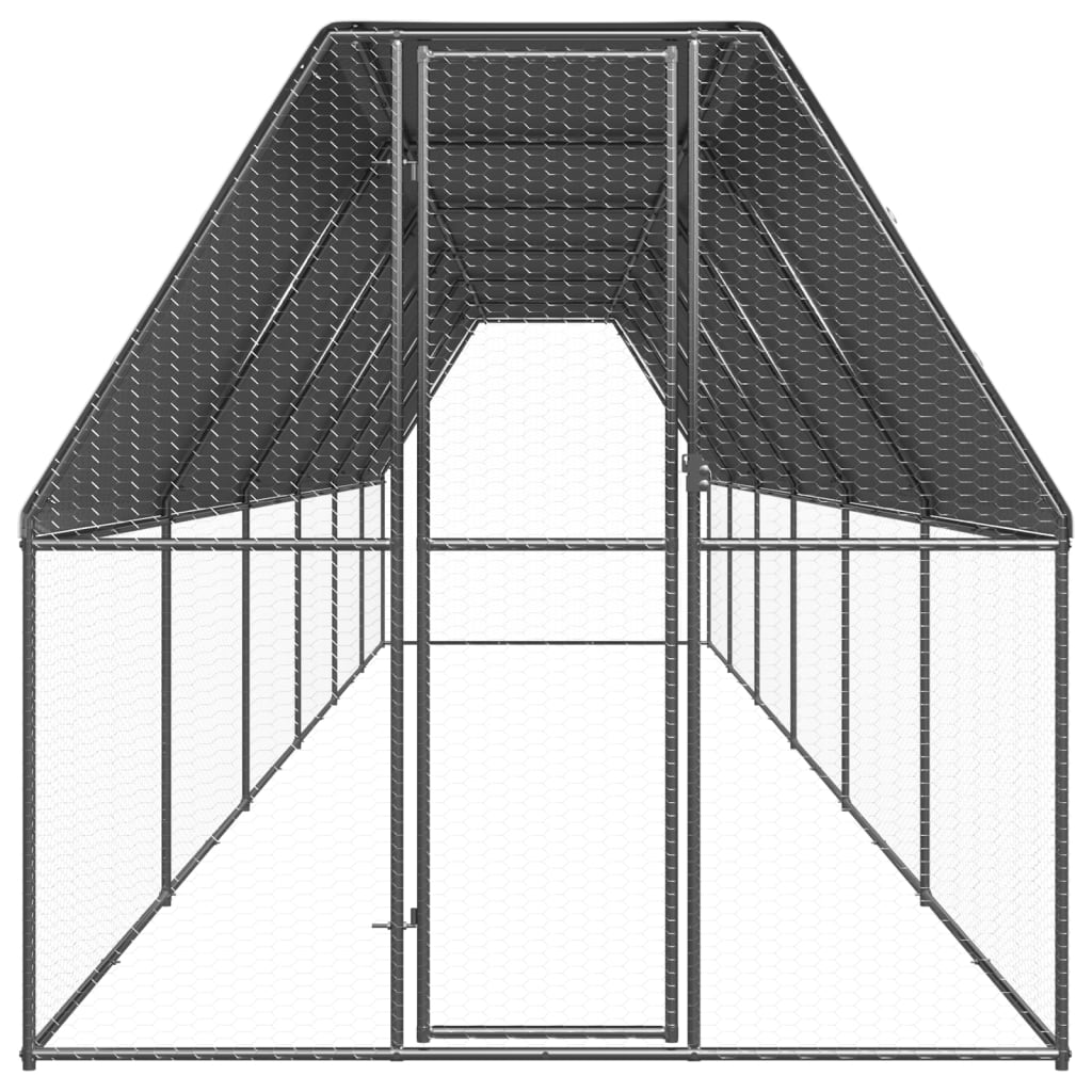 Vidaxl Chicken Coop 2x12x2 m Acciaio zincato