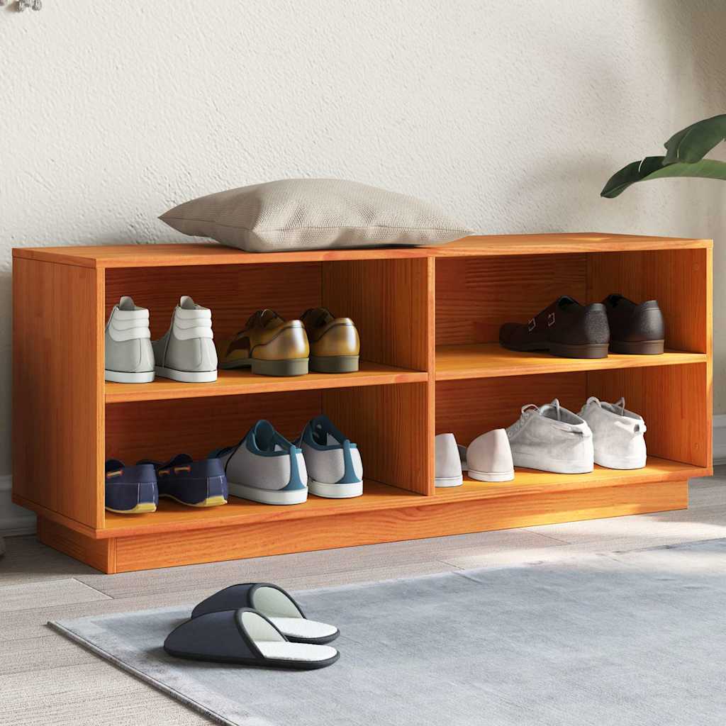 Vidaxx armoire à chaussures 110x34x45 cm bois de pin massif, marron lavé