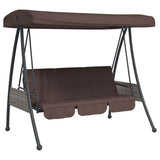Banc balançoire VidaXL avec auvent réglable en acier marron café
