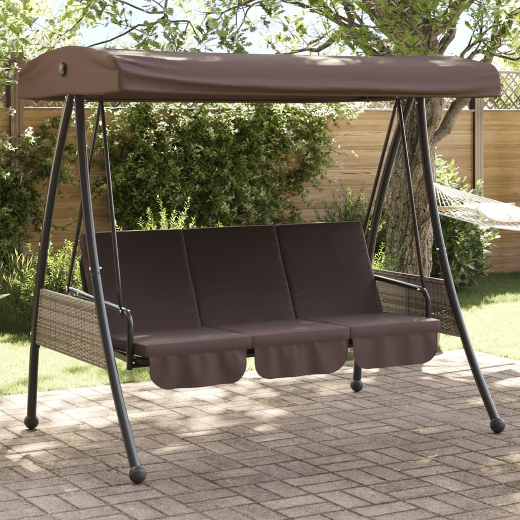 Banc balançoire VidaXL avec auvent réglable en acier marron café