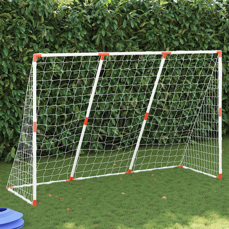 VidaXL but de football pour enfants avec ballons 2-en-1 184x64x124 cm blanc