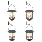 VidaXL lanternes murales d'extérieur 4 pcs flamme vacillante solaire blanc chaud