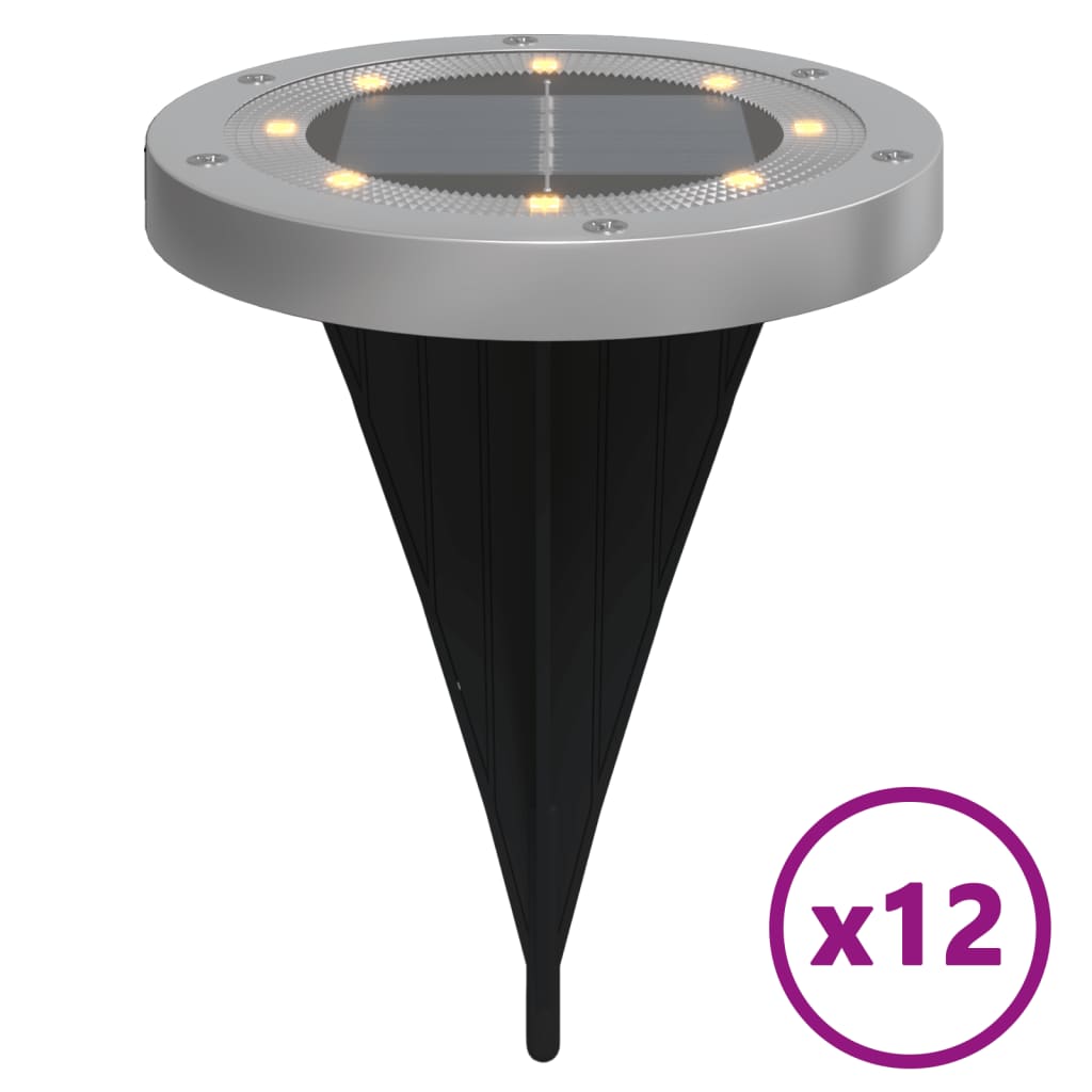 Vidaxx lampes au sol 12 pcs solaires avec piquets de terre blanc chaud