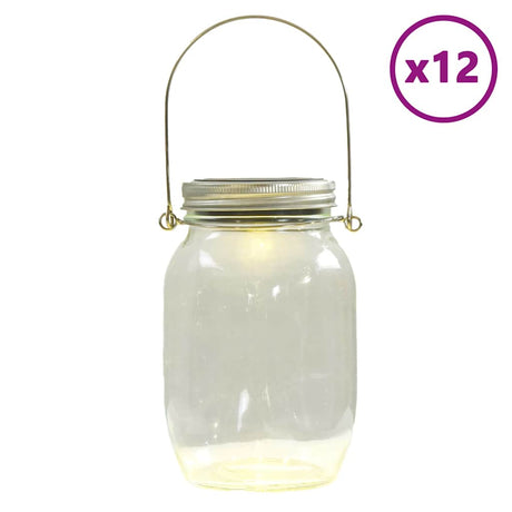 VidaXL lanternes de jardin 12 pcs verre blanc chaud