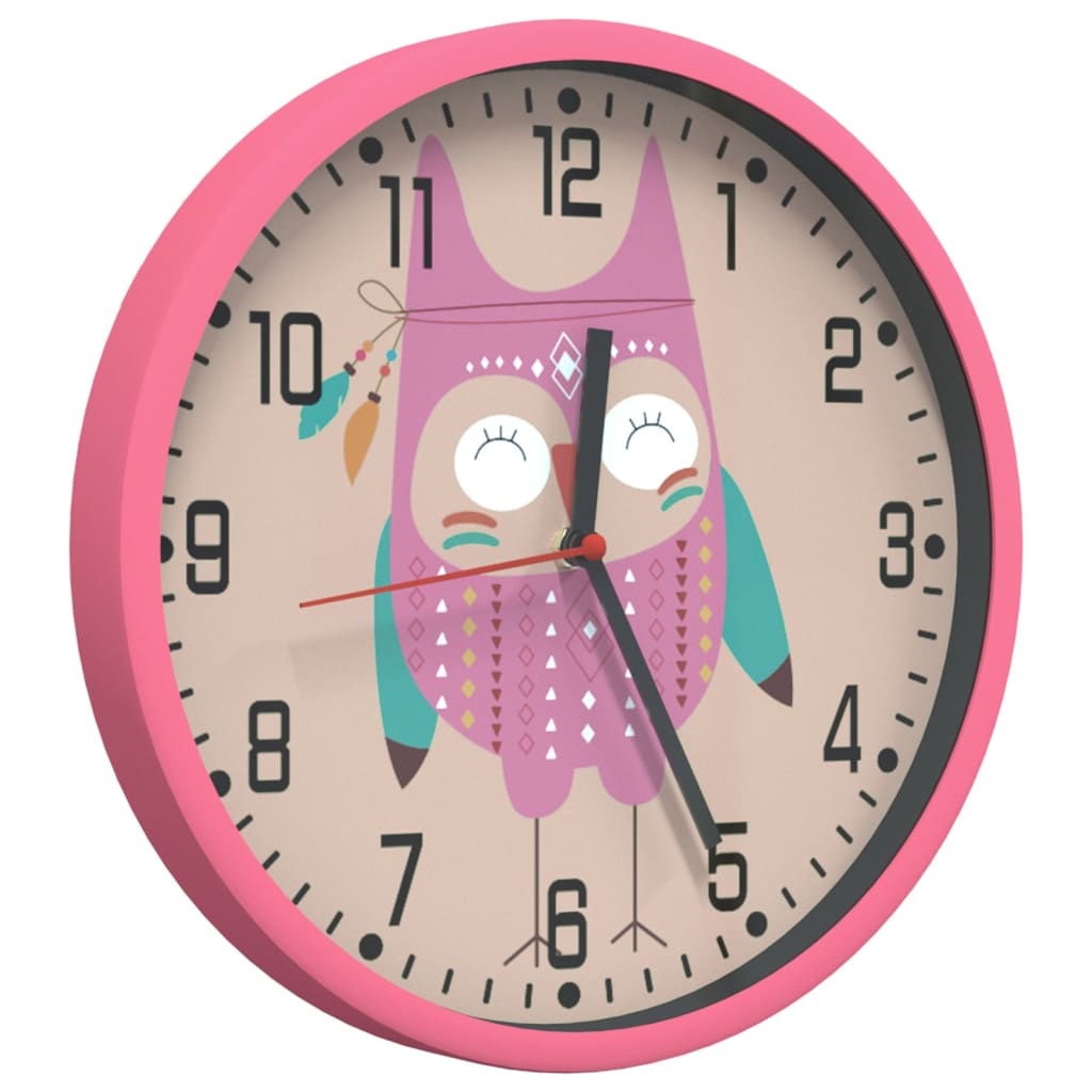 VidaXL horloge murale ø25,5 cm en polystyrène et verre rose