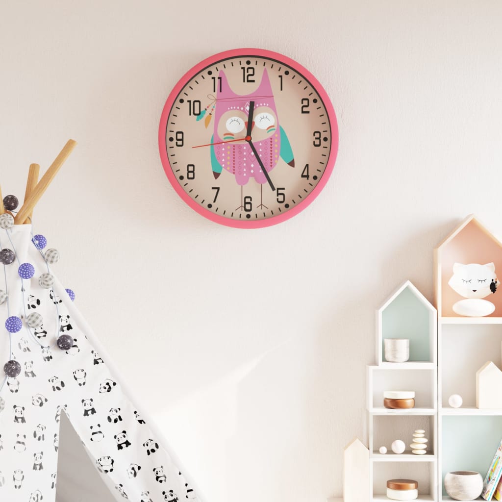 VidaXL horloge murale ø25,5 cm en polystyrène et verre rose