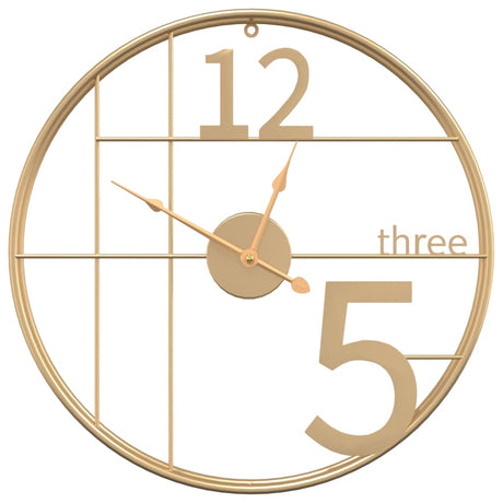 VidaXL horloge murale ø50 cm fer doré