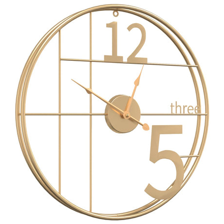 VidaXL horloge murale ø50 cm fer doré