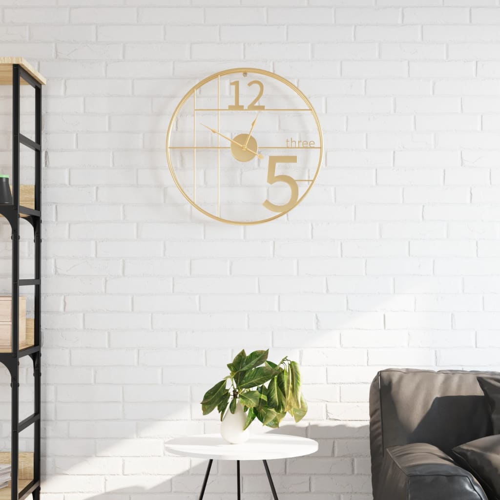 VidaXL horloge murale ø50 cm fer doré