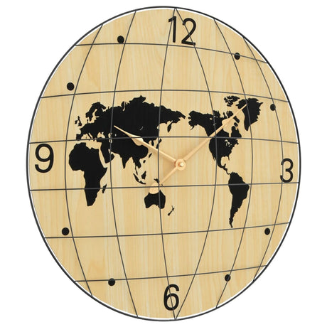 Vidaxxl horloge murale ø50 cm bois artisanal jaune et noir