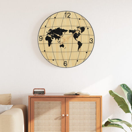Vidaxxl horloge murale ø50 cm bois artisanal jaune et noir