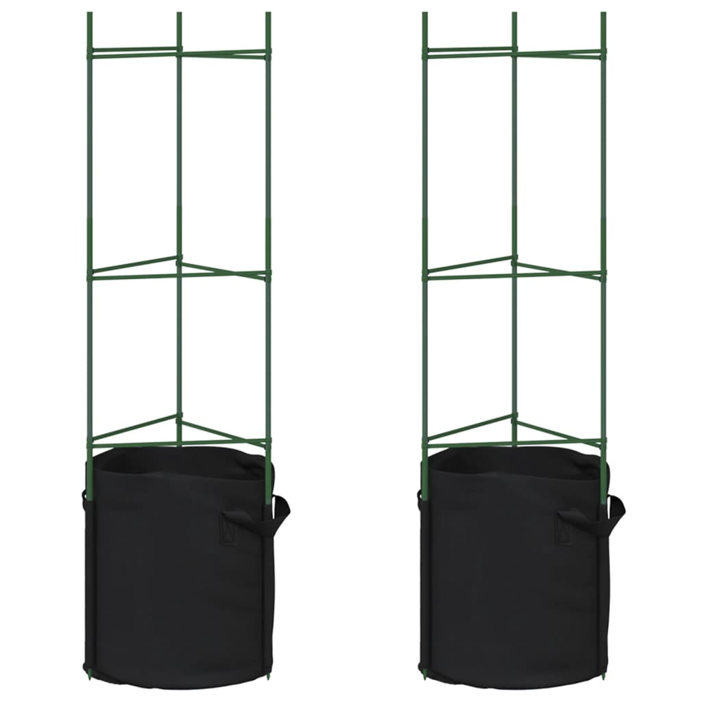 Vidaxl cage à tomates avec sac à plantes 2 pcs 116 cm acier et polypropylène