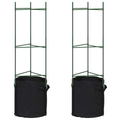 Vidaxl cage à tomates avec sac à plantes 2 pcs 116 cm acier et polypropylène