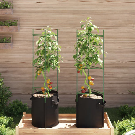 Vidaxl cage à tomates avec sac à plantes 2 pcs 116 cm acier et polypropylène