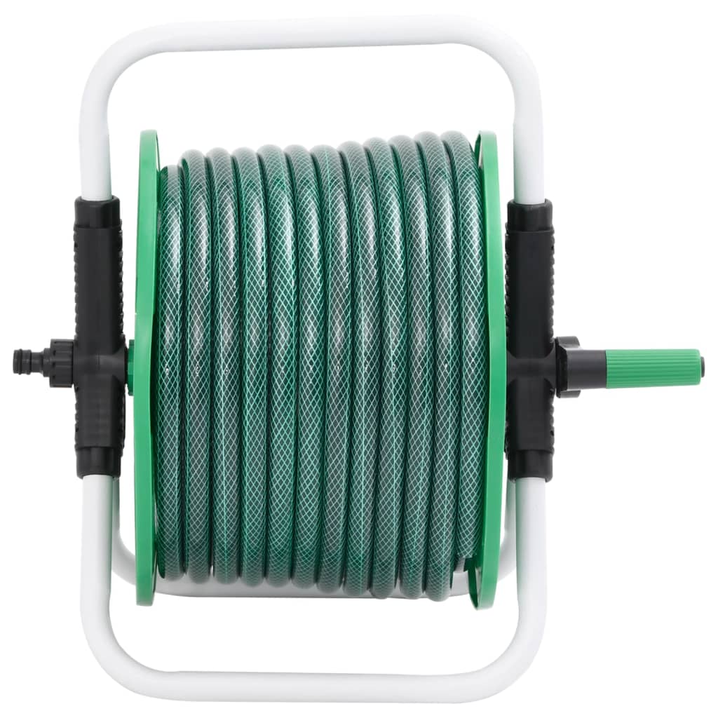 Enrouleur de tuyau autoportant Vidaxl avec tuyau PVC vert de 20 m