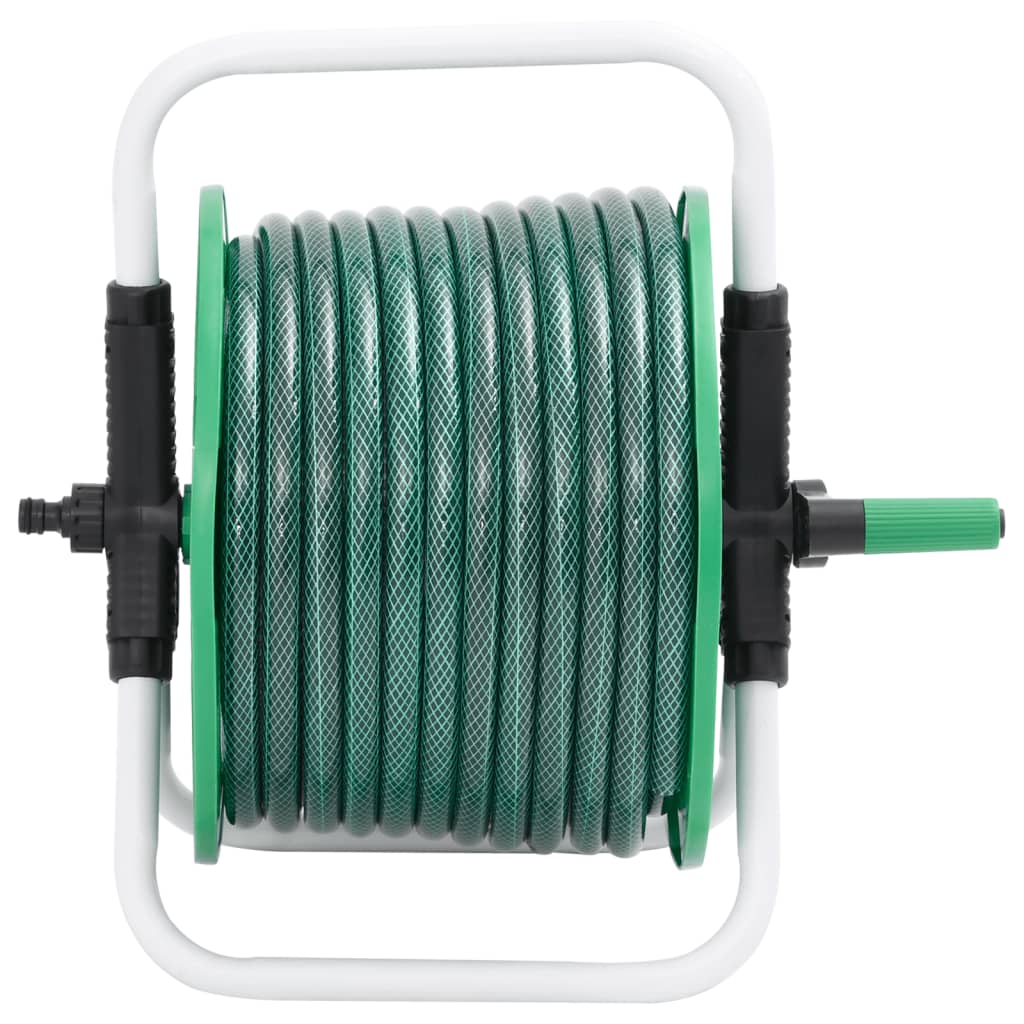 Enrouleur de tuyau autoportant Vidaxl avec tuyau vert PVC de 50 m