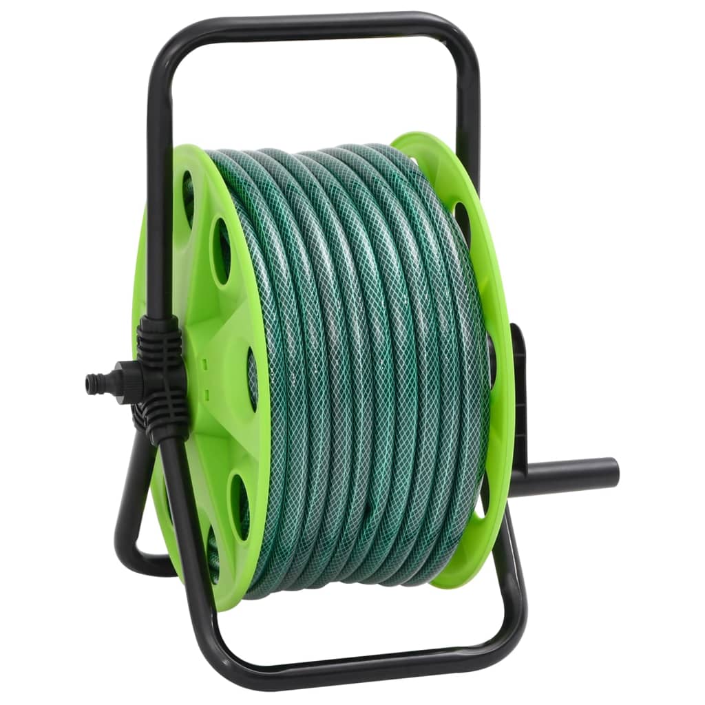 Enrouleur de tuyau Vidaxl avec tuyau de 30 m sur pied PVC vert