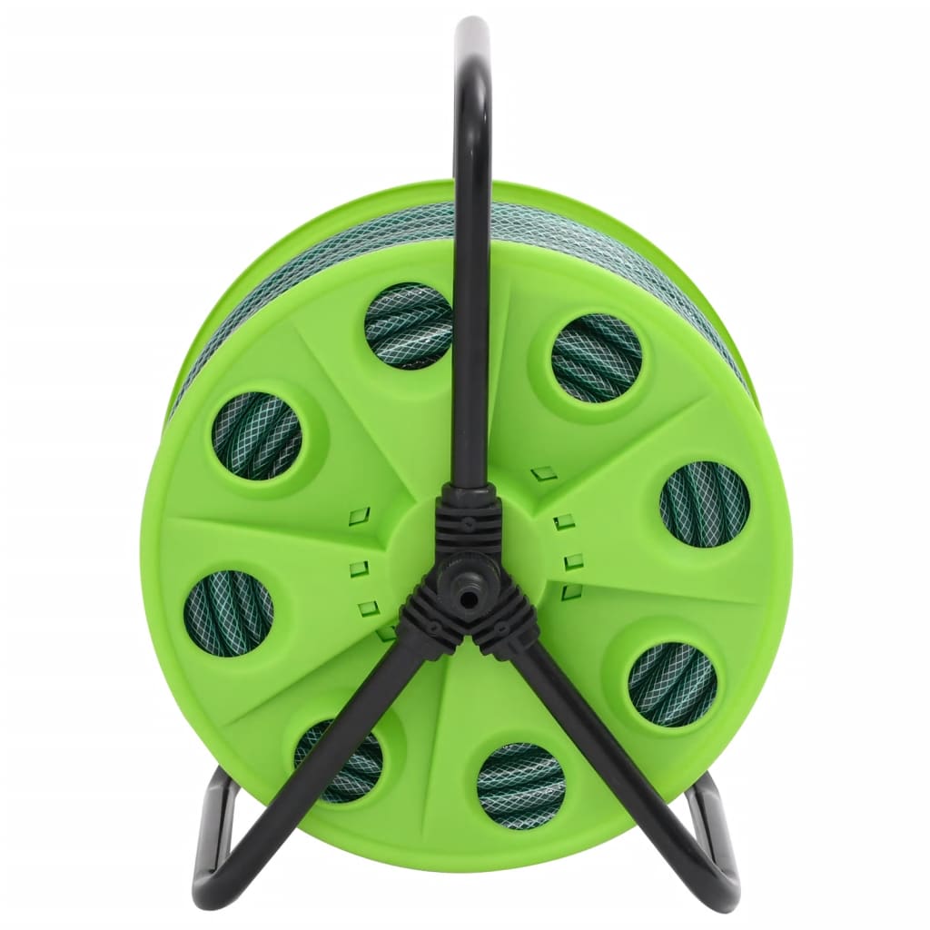 Enrouleur de tuyau autoportant Vidaxl avec tuyau vert PVC de 50 m